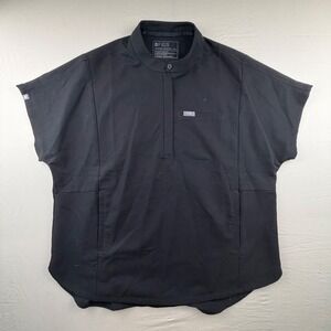 FIGS Technical Collection Scrub Top XL Black Mandarin Collar Short Sleeve 0085